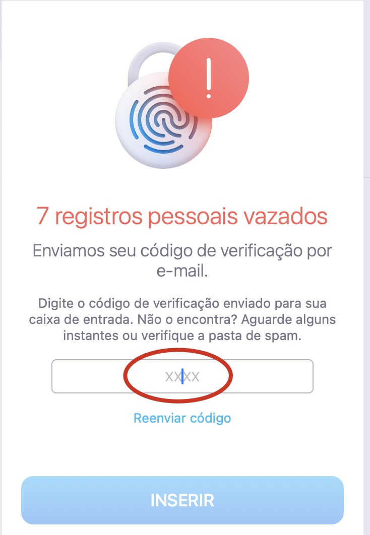 O Mackeeper no Mac exibe uma tela solicitando o código de verificação do MacKeeper ID Theft Guard. Insira o código enviado para o seu e-mail no MacKeeper.