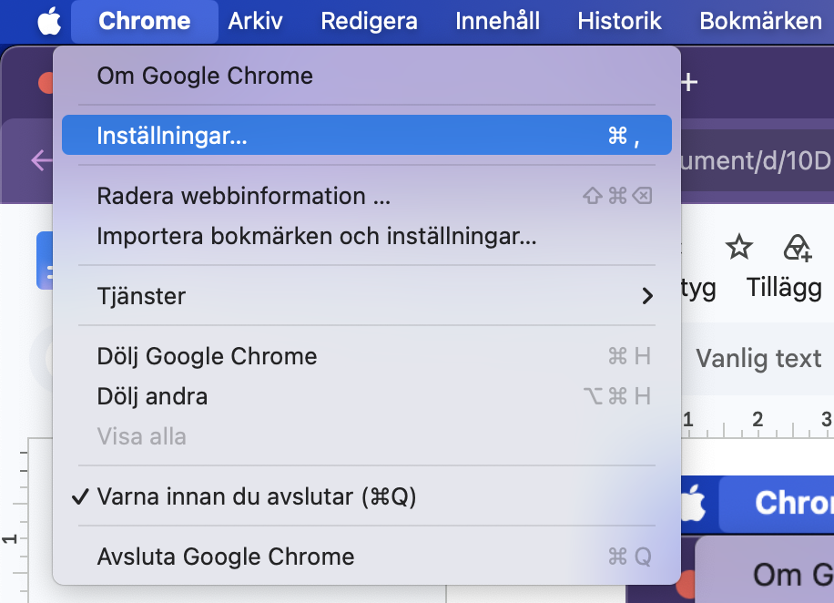 Chrome för Mac har också tillägg, som kan utnyttjas av skadlig programvara. Först bör du kontrollera din startsida. Börja med att öppna Chromes inställningar.