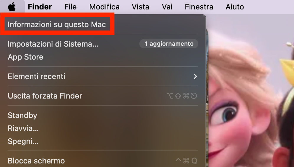 Per verificare la versione attuale del tuo Mac, fai clic sull’icona Apple nell’angolo in alto a sinistra dello schermo e seleziona Informazioni su questo Mac.
