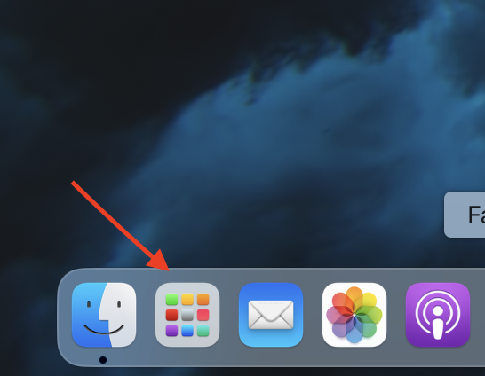 Het Launchpad-pictogram in het Dock op de Mac. Hier vind je al je apps en kun je programma’s uit de App Store verwijderen.