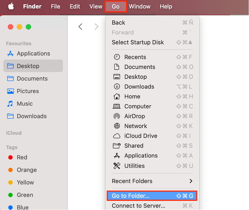 To find AppData folder on a Mac, launch Finder and open Go to Folder.