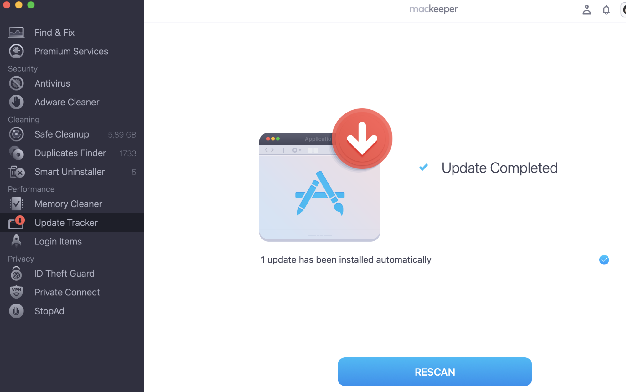 Update is completed. Now enjoy your optimized Mac.