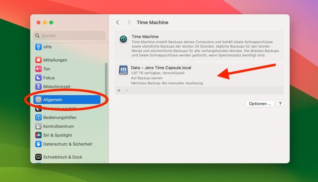 Sobald die Verbindung hergestellt ist, können Sie Ihre Time Capsule in Time Machine wie jedes andere externe Laufwerk auswählen. Sobald die Verbindung hergestellt ist, können Sie Ihre Time Capsule in Time Machine wie jedes andere externe Laufwerk auswählen.