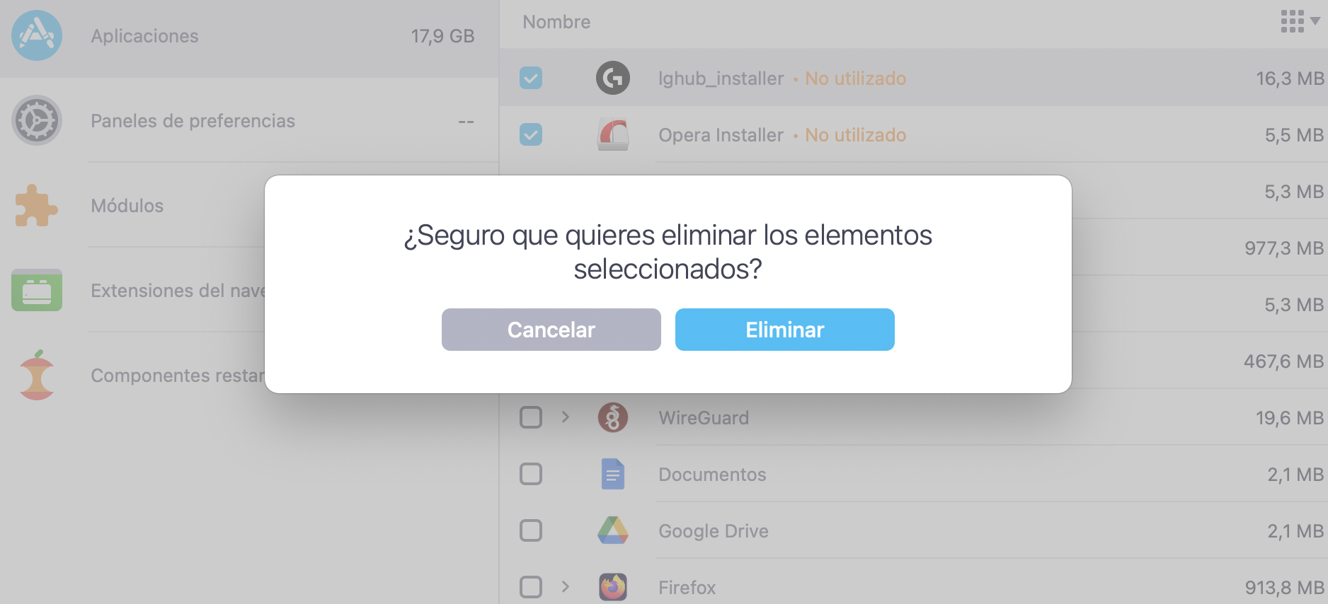 Haz clic en Eliminar en la ventana emergente para finalizar el proceso.