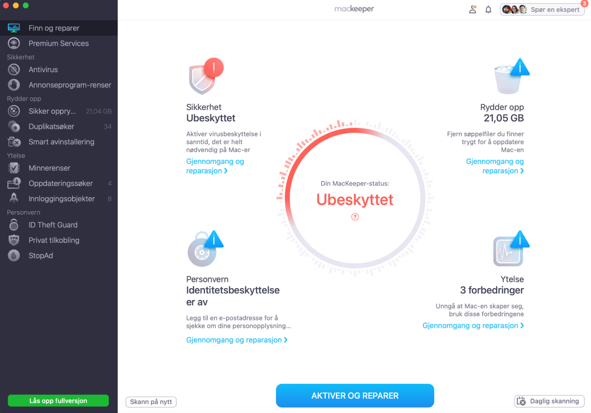 For å oppdatere apper på Mac-en din, åpne MacKeeper og velg Oppdateringssøker i sidefeltet, klikk deretter på Start skanning.