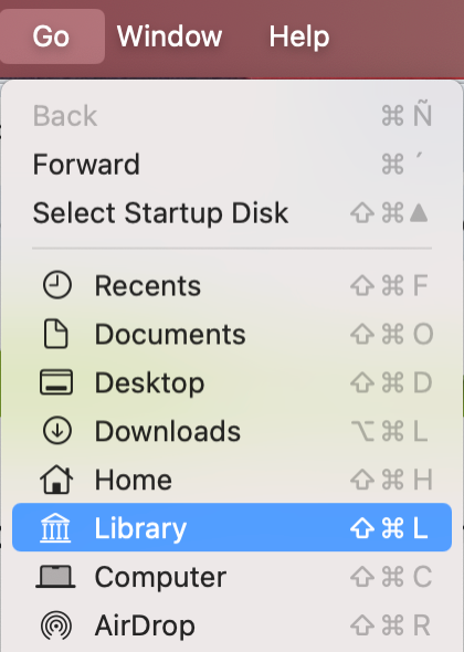 To fix the issue with Zoom on your Mac, go to Finder, click Go in the menu bar, and choose Library.