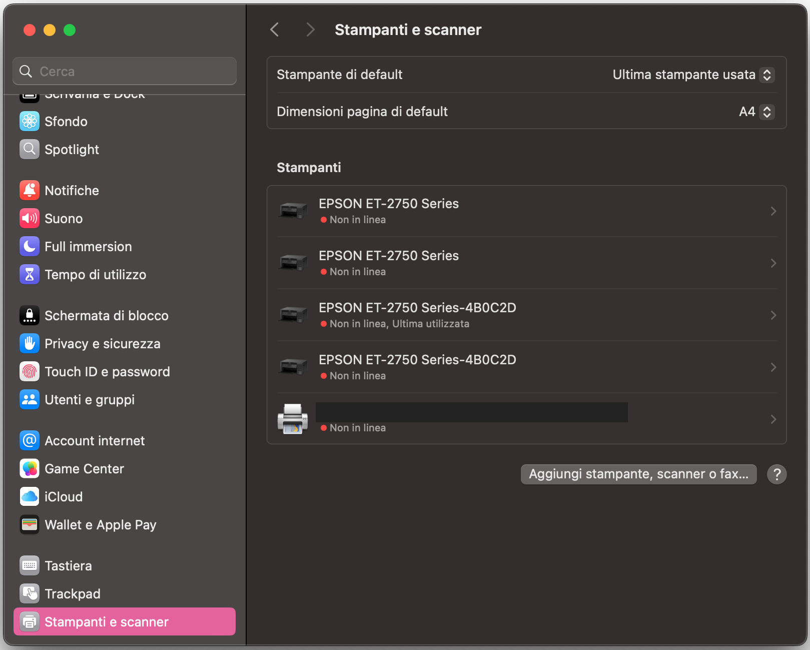 Per iniziare a configurare la stampante, devi prima aprire Impostazioni di Sistema. Poi scorri verso il basso finché non vedi Stampanti e scanner.