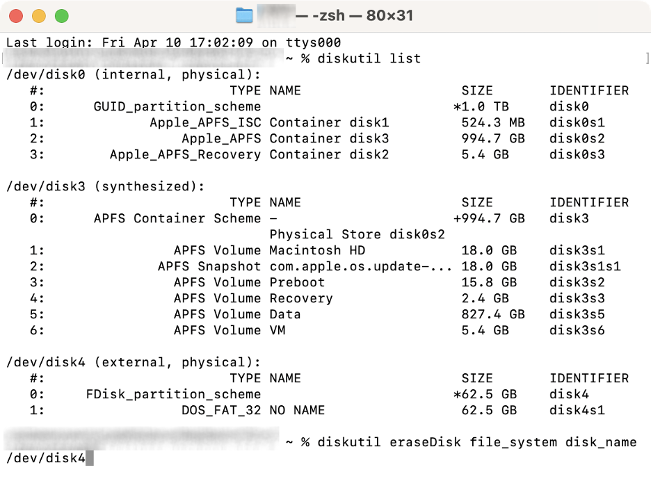 To erase your disk on your Mac, type in the command diskutil eraseDisk file_system disk_name /dev/disk_identifier to see if that resolves the -69877 error.