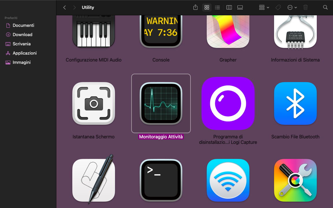 Per le regolazioni e l'ottimizzazione della manutenzione dopo l'aggiornamento, è possibile aprire Monitoraggio attività attraverso il Finder per identificare e monitorare le app che utilizzano una CPU elevata e migliorare la funzionalità del dispositivo dopo l'aggiornamento di macOS.
