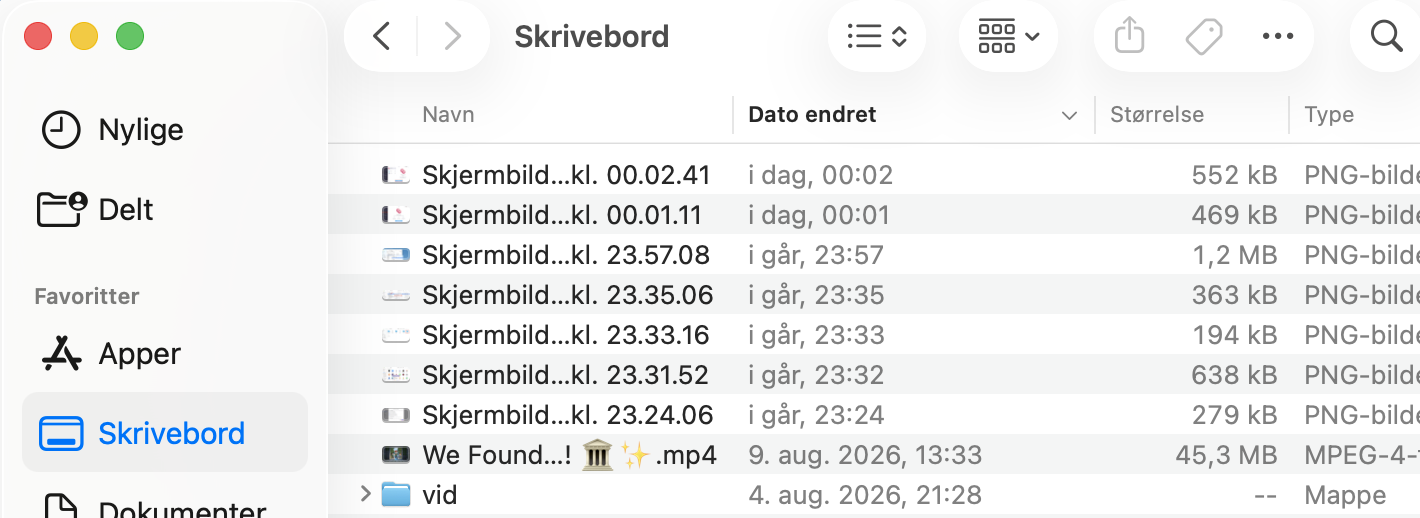 Åpne mappen Skrivebord fra Finder for å rydde opp på skrivebordet manuelt