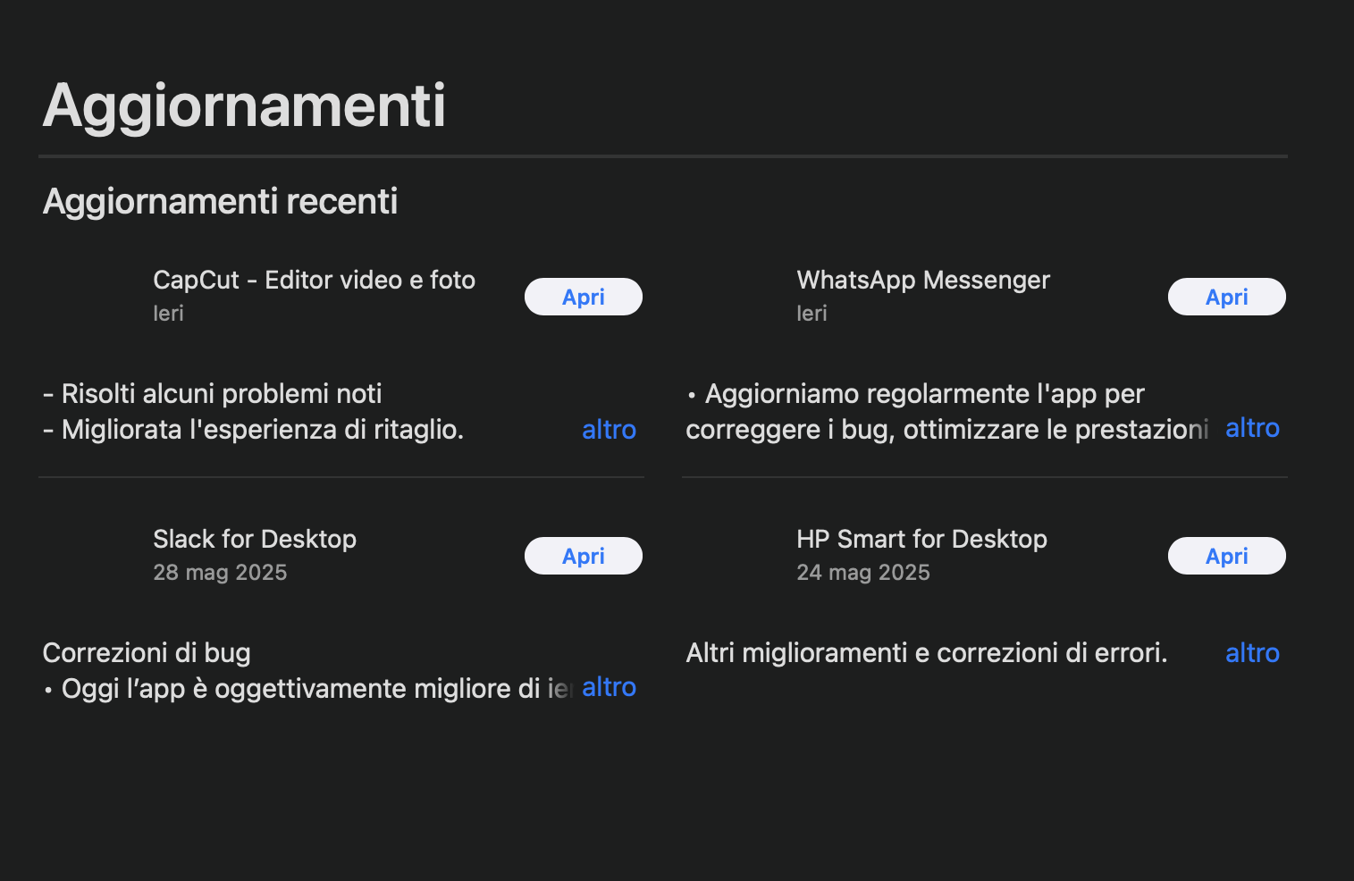 Guarda l'elenco delle app installate: se ce n'è qualcuna che necessita di aggiornamento, vedrai un pulsante Aggiorna che puoi premere per aggiornare facilmente le tue app e migliorare così la velocità di elaborazione del tuo Mac.