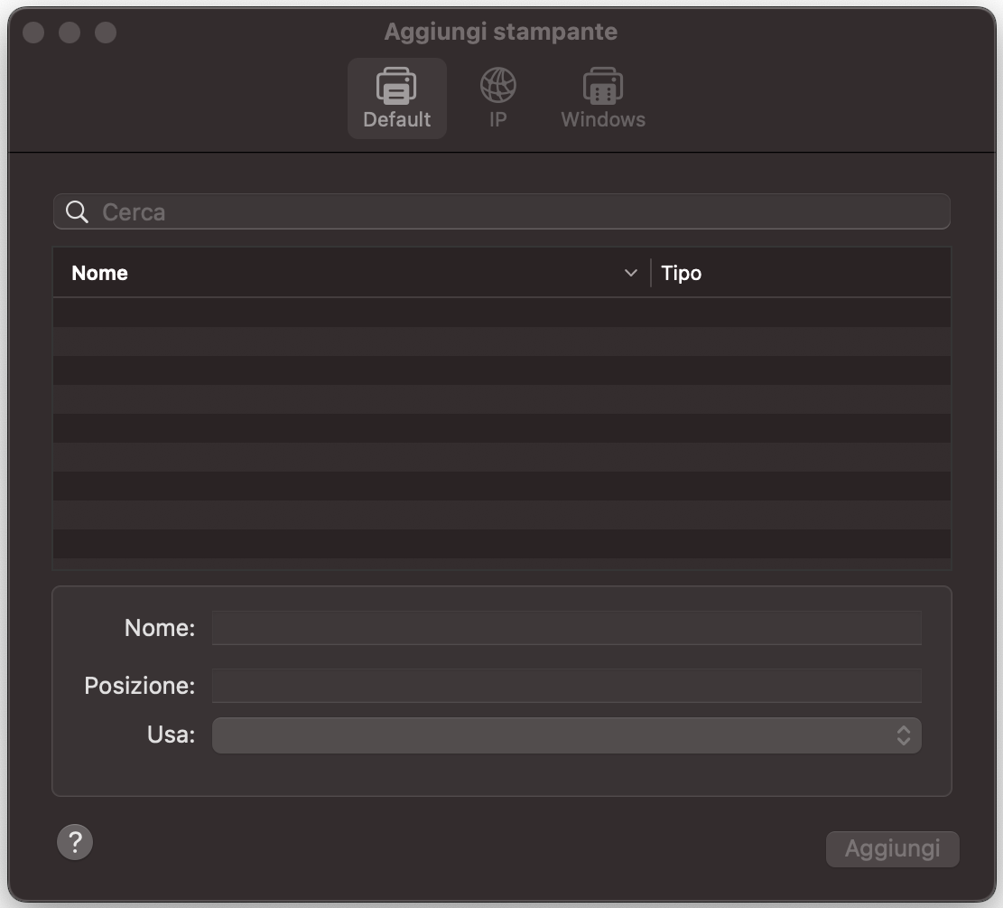 Lascia che il Mac cerchi automaticamente una stampante per connetterla facilmente. In alternativa, se la stampante non viene trovata e non compare tra i dispositivi, fai clic su Aggiungi stampanti, scanner o fax per stabilire la connessione e completare la configurazione.