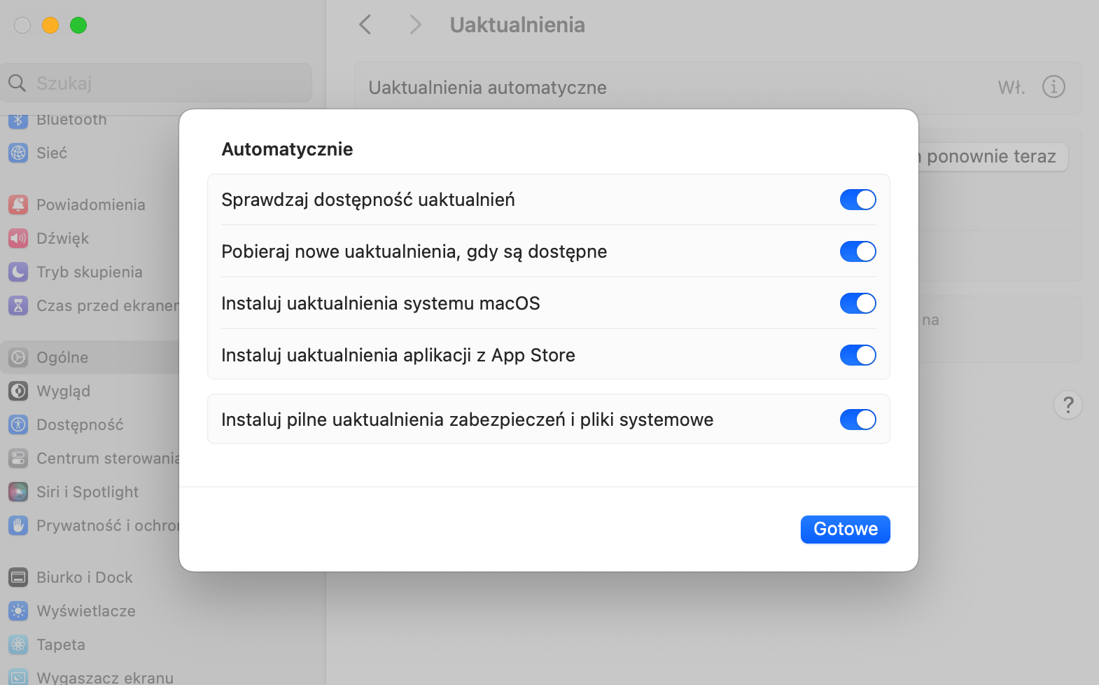 Teraz sprawdź, czy Twój Mac jest ustawiony na automatyczne pobieranie i instalowanie aktualizacji. Zapewni to prawidłowe działanie XProtect i ochronę Twojego Maca.