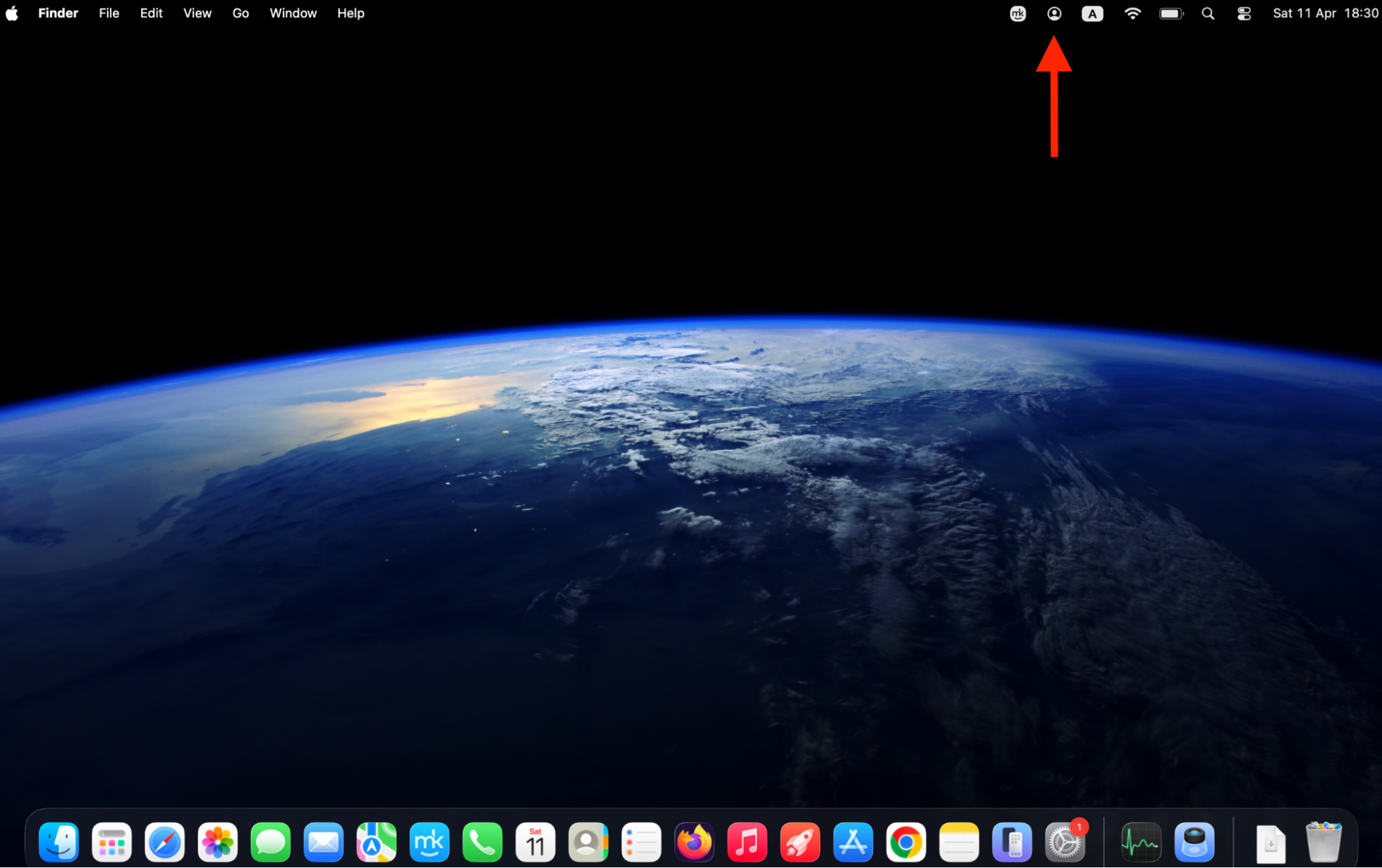Person silhouette Fast User Switching icon in the macOS Sonoma menu bar on an Apple laptop, used to quickly switch users without logging out.
