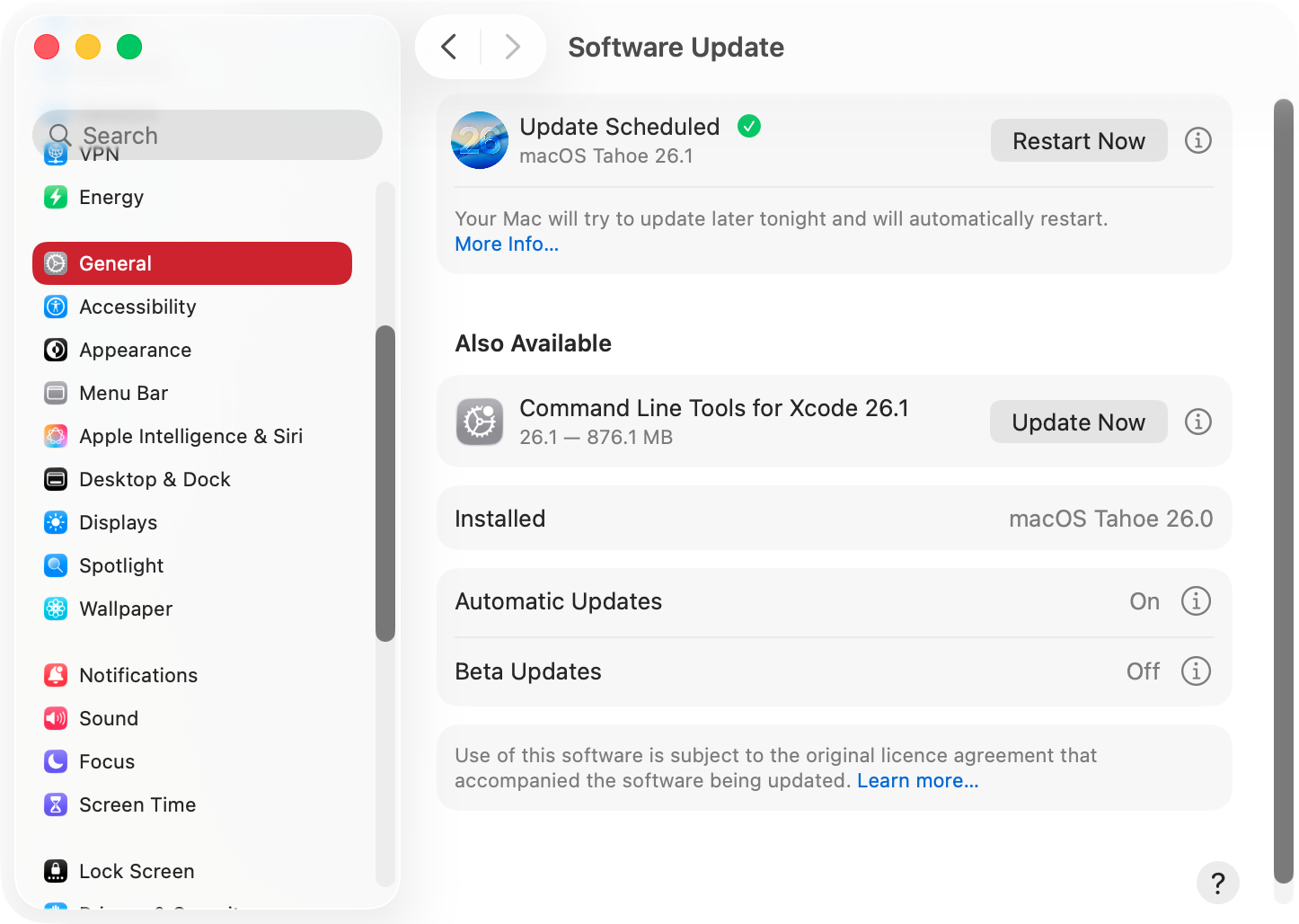Go the General > Software Update section of your Mac's System Settings, and macOS will automatically search for updates. If any are available, download and install them.