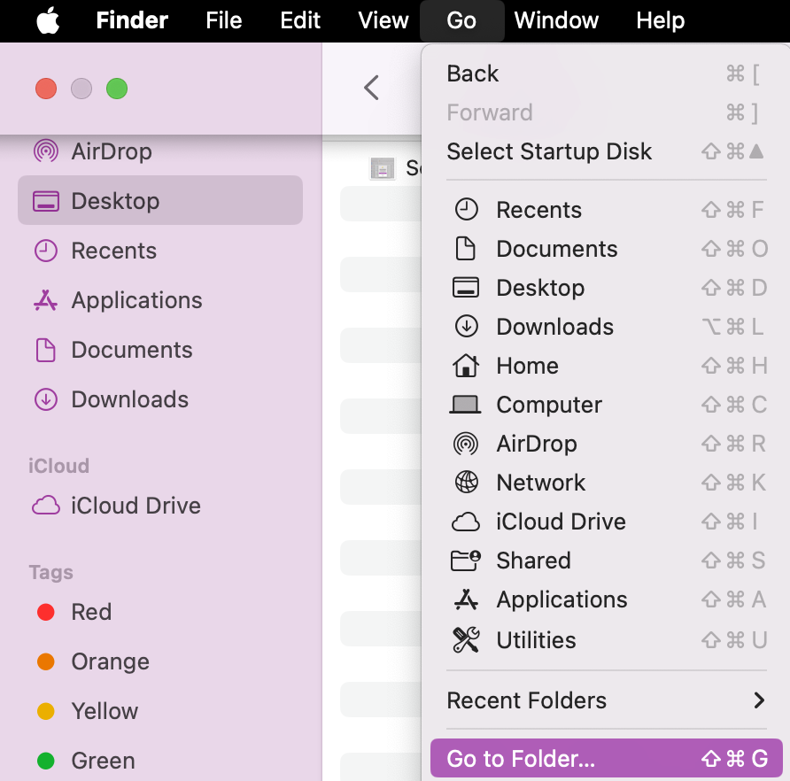 To find all your Bird-related cache files, you’ll first need to open Finder. Then click on Go>Go to Folder.