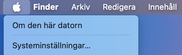 Minska systemdata på Mac genom att först kontrollera hur mycket du har. Det första steget är att gå till Apple-ikonen > Systeminställningar.