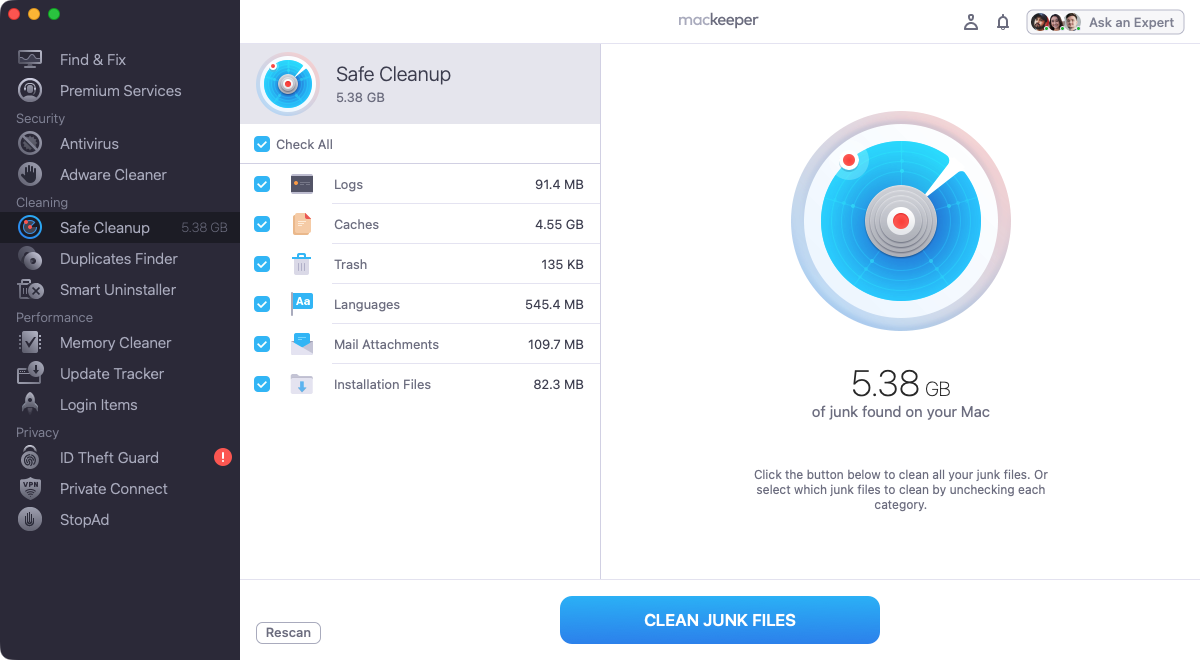 As well as cached data, log files, and mail attachments, MacKeeper's Safe Cleanup tool will find and remove unneeded language file from your Mac.