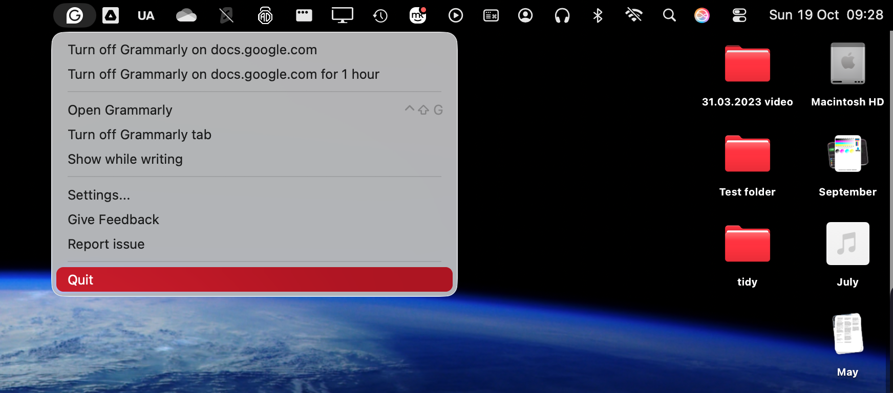 If you can't delete the Grammarly Desktop app from your Mac, try quitting the app using the Grammarly icon in your menu bar. Click the icon, then select 'Quit'.
