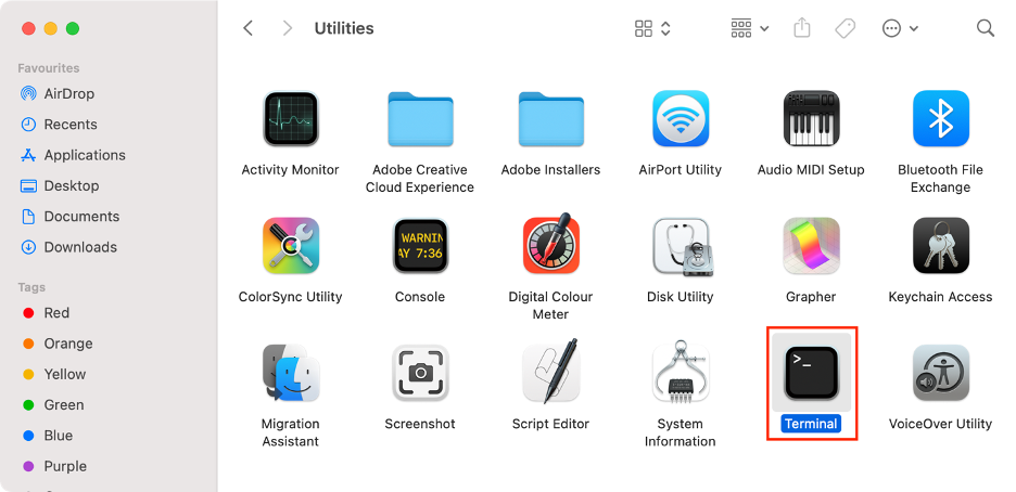 To make a TXT file on your Mac, launch Terminal.