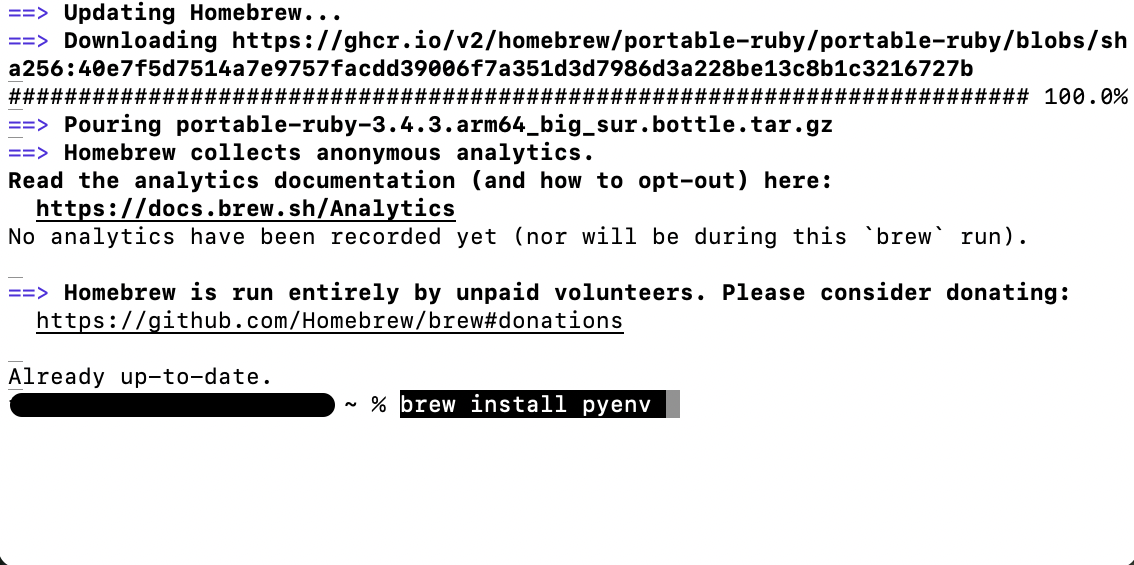Run brew install pyenv in Terminal to install the Python version manager and start managing multiple Python versions on your Mac.