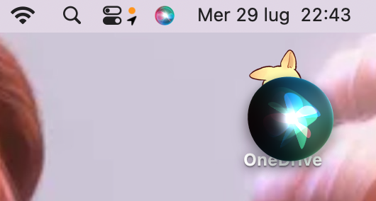 Il pulsante Siri nella barra dei menu di macOS su Mac. Clicca su questo pulsante e chiedi a Siri di aprire la cartella Applicazioni quando vuoi sapere dove trovare la cartella Applicazioni su Mac.