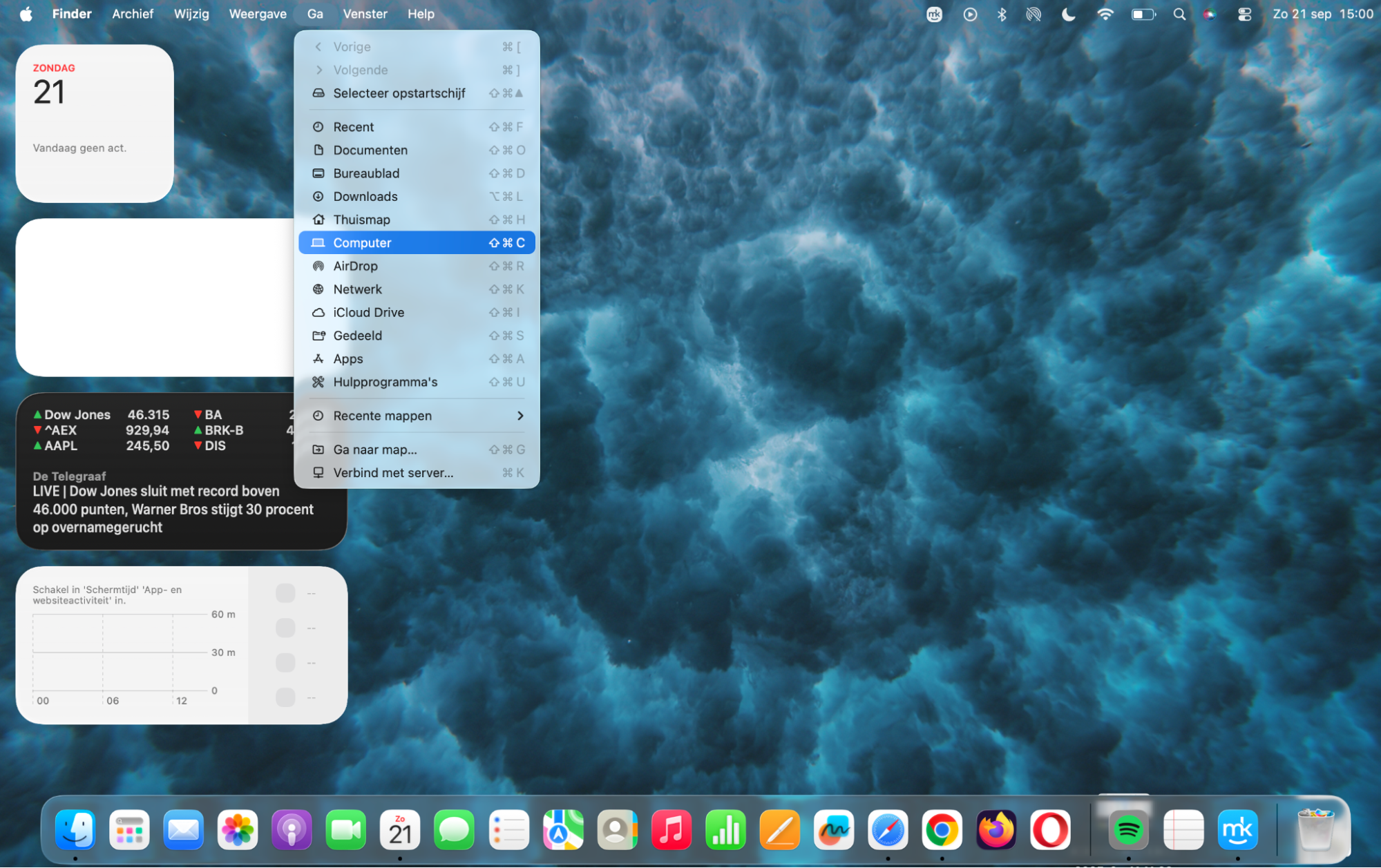 Om handmatig appcache te wissen, open je de computer via het tabblad Ga in de menubalk.