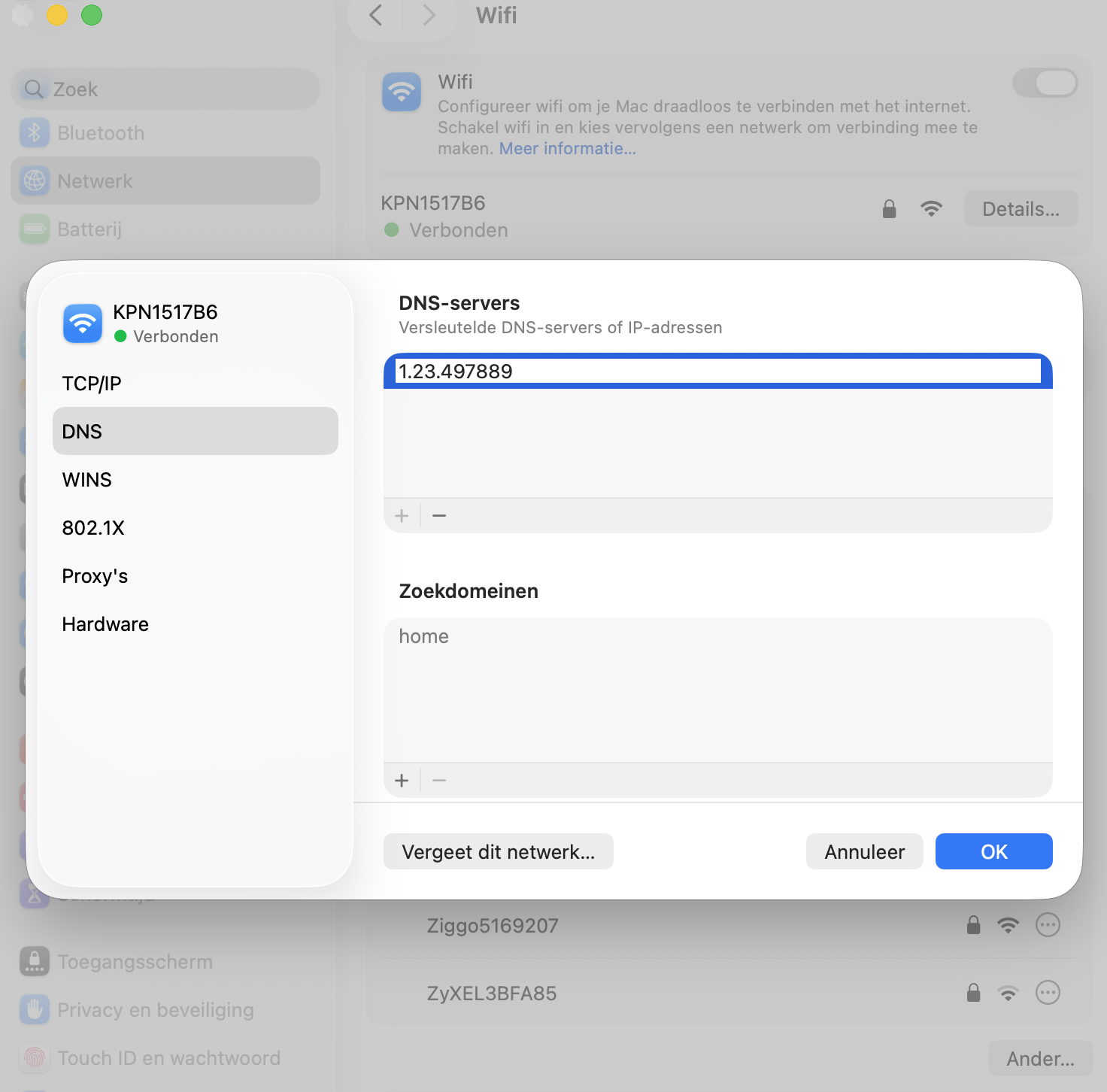 Om de internetverbinding op je Mac te versnellen voeg je een nieuwe DNS-server toe en klik je op OK om te zien of dit je problemen oplost.