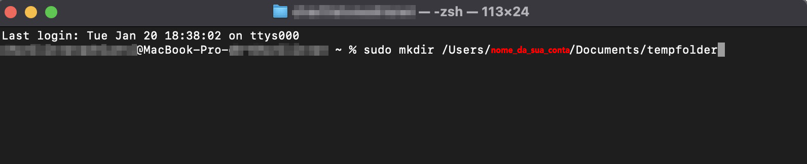 Na janela do Terminal, digite o comando exibido para remover o arquivo de preferência corrompido do Finder do seu computador.