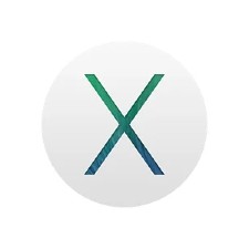 Het macOS X 10.9 (Mavericks)-logo wordt weergegeven met een groenblauwe X. Mavericks werd uitgebracht in oktober 2013 na Mountain Lion.