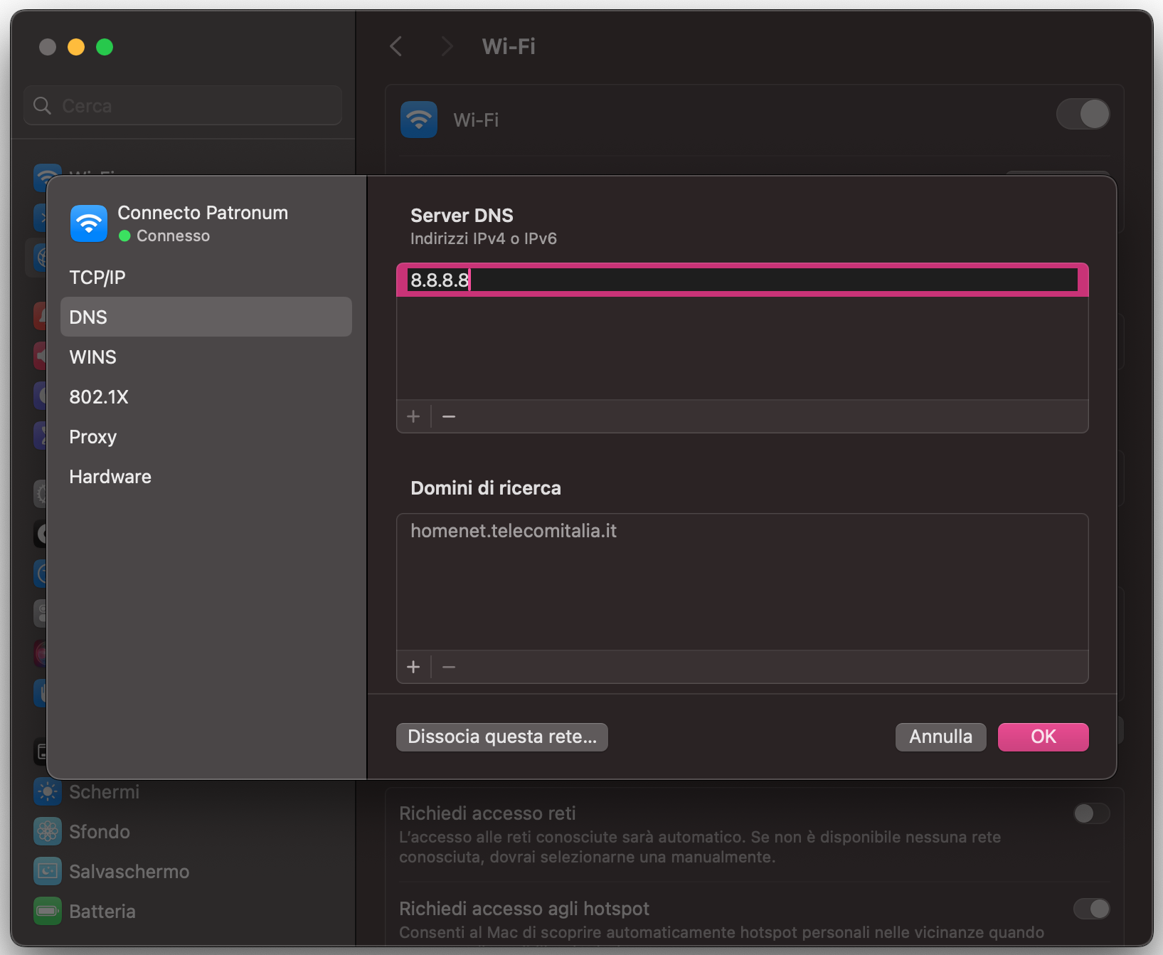 Ora puoi modificare le impostazioni DNS del tuo Mac. Questo può aiutare se il browser Safari è rallentato. Esistono molti server DNS, ma quelli di Google sono tra i più usati.