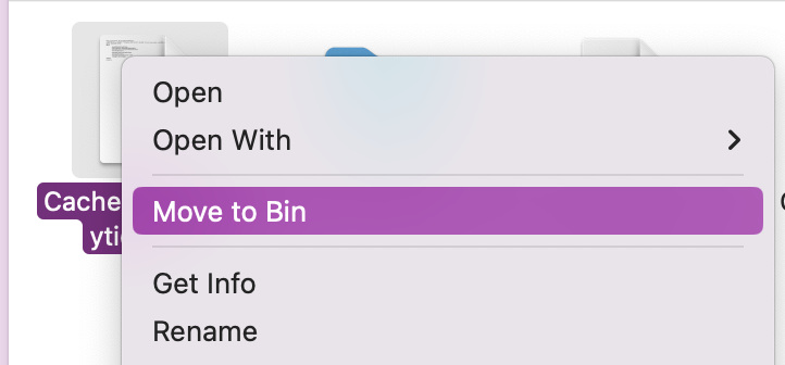 Look for unwanted System Cache files in your library folders, right-click and Move to Bin.