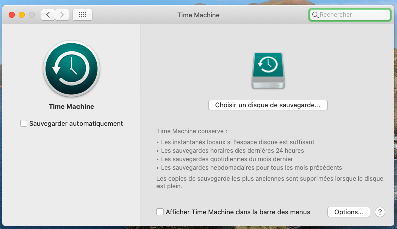 Time Machine sur Big Sur