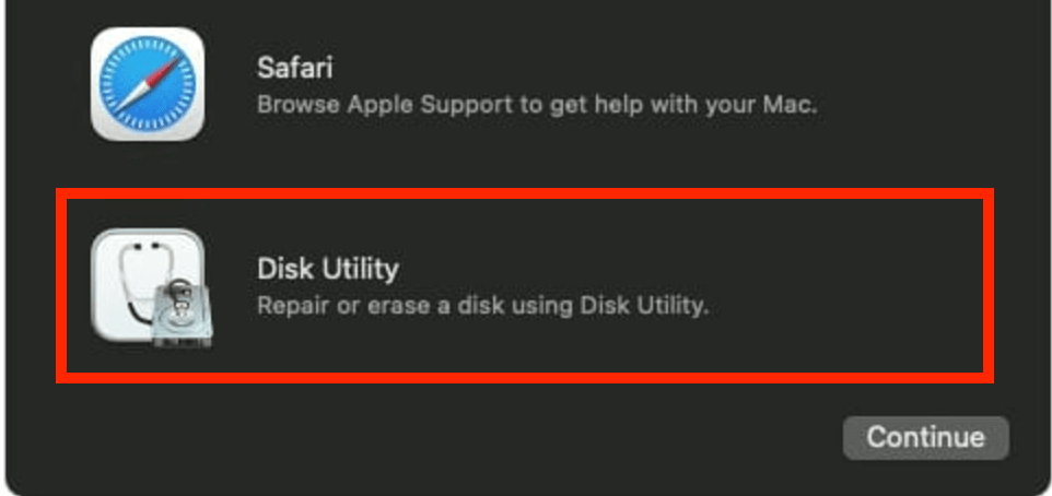 To do a full factory reset of macOS Big Sur, choose Disk Utility while you're in Recovery mode. From there, you can erase your system disk and make room for the fresh installation of Big Sur.