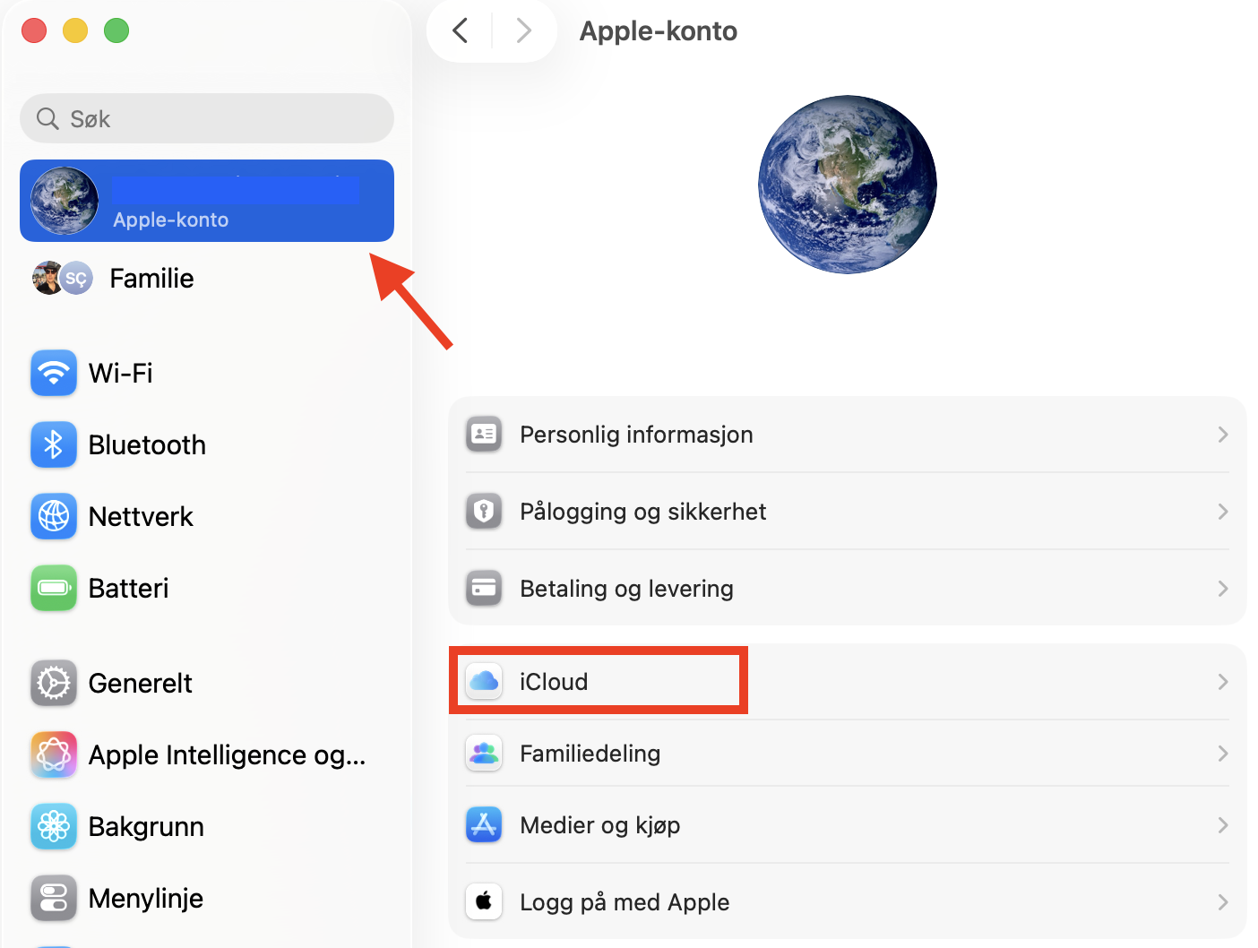 For å fikse en treg Safari på Mac kan du prøve å slå av iCloud Privat videresending. Du trenger bare å begynne med å åpne Systeminnstillinger, gå til Apple-ID-kontoen din, og klikke på iCloud.