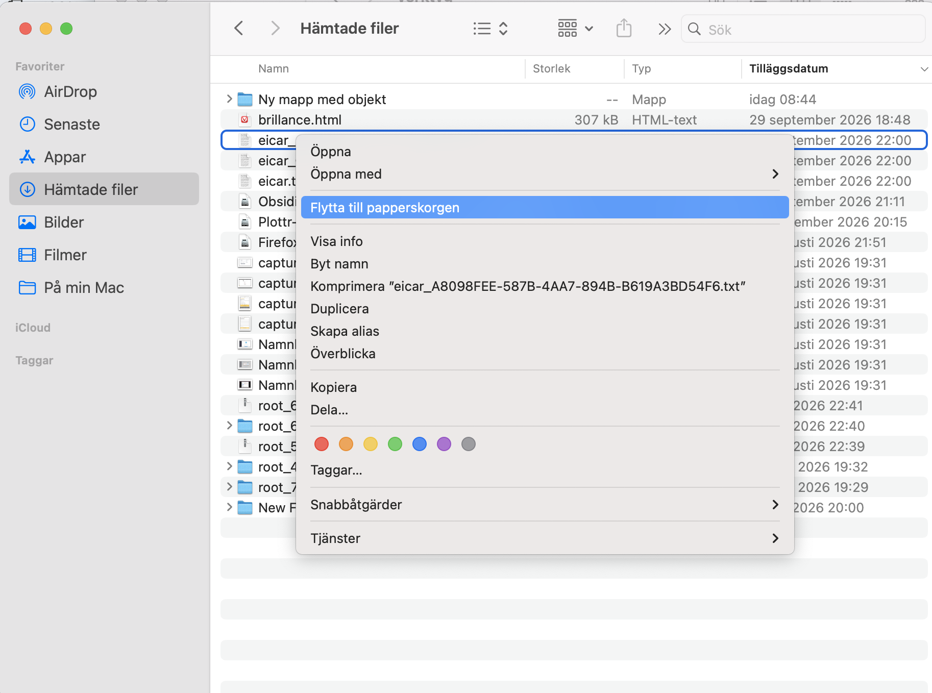 Gå igenom din Macs mapp Hämtade filer efter allt som verkar misstänkt, inklusive filer och installationsprogram som du inte minns att du laddat ner.