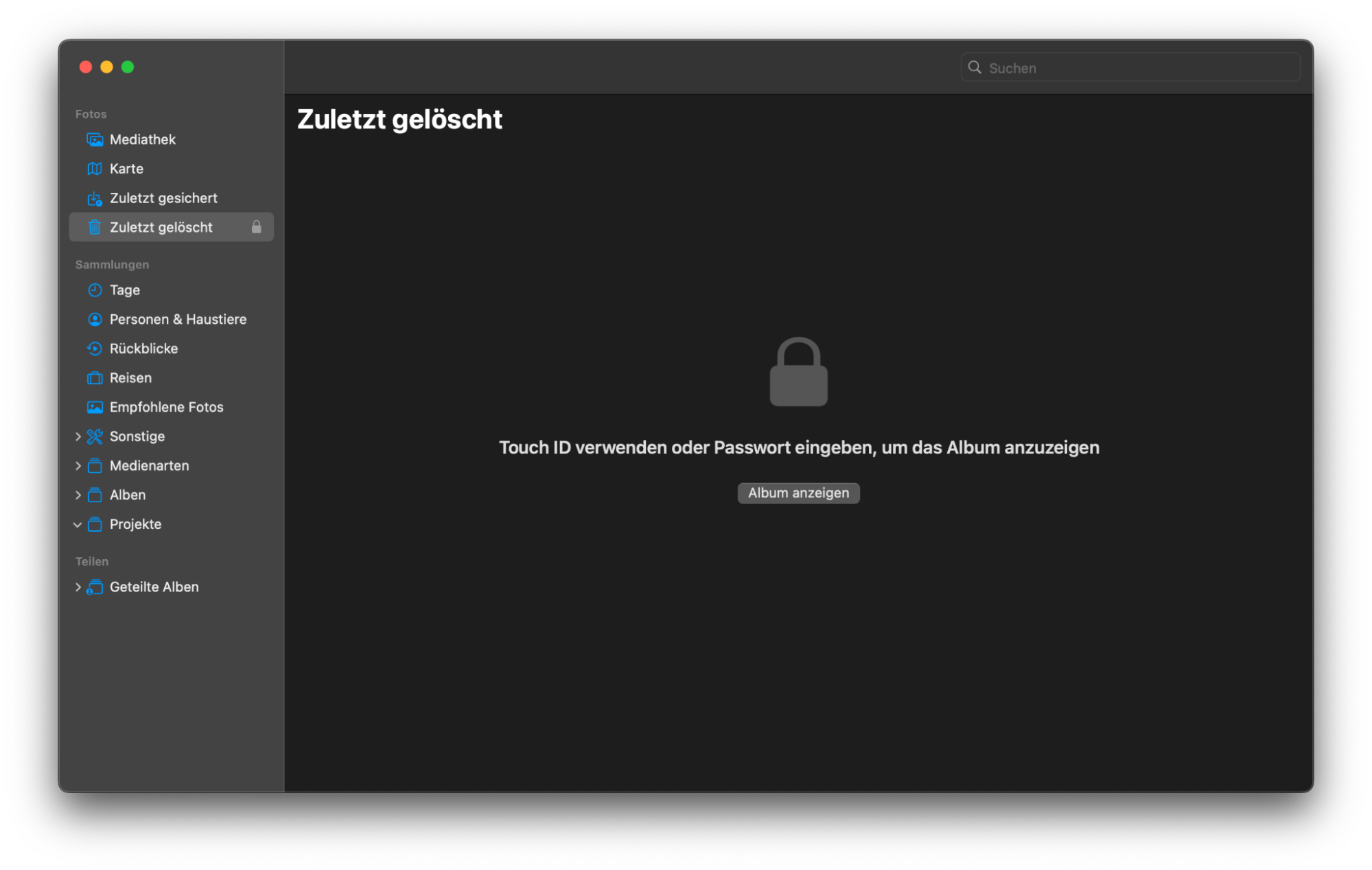 Um doppelte Fotos aus dem Ordner Duplikate in der Fotos-App zu finden, klicken Sie auf Duplikate und lassen Sie einen Scan auf Ihrem MacBook durchführen.