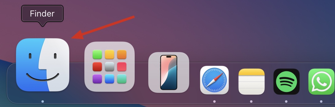 O ícone do Finder no Dock do Mac. Se você está tentando encontrar a pasta Aplicativos no Mac, pode abrir os ajustes do Finder para garantir que ela esteja sendo exibida na barra lateral.