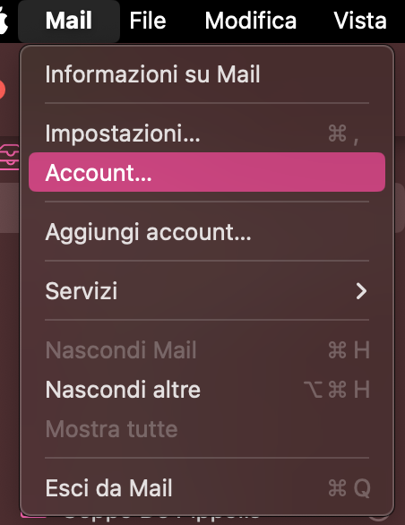 Per rimuovere i tuoi account email, apri innanzitutto l’app Mail e vai su Mail > Account.