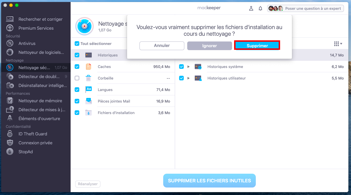 La dernière étape consiste à confirmer l'action de vider la corbeille sur la fenêtre de dialogue qui apparaît. Vous compléterez alors le procédé qui vous permet de vider le cache dans Safari sur Mac.