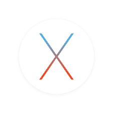 O logo do Mac OS X 10.11 (El Capitan) é mostrado com um ícone X azul e vermelho. O El Capitan foi a décima segunda grande versão da Apple após o Yosemite.