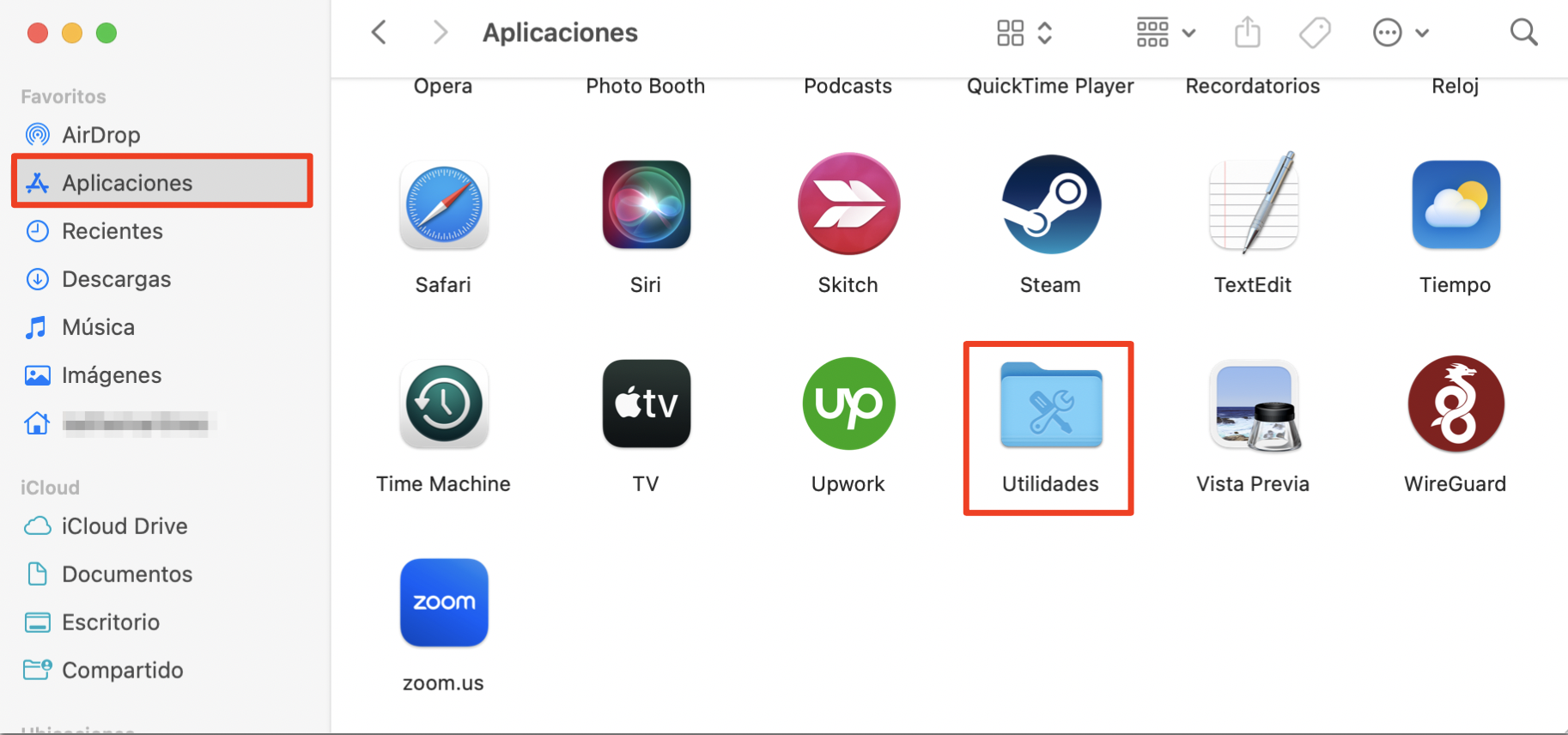 Para identificar archivos duplicados con Terminal, primero accede a Finder > Aplicaciones.
