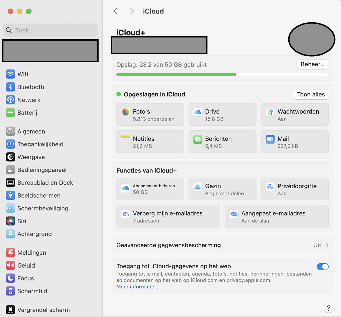 Deselecteer in het iCloud-menu de onderdelen die je niet wilt synchroniseren.