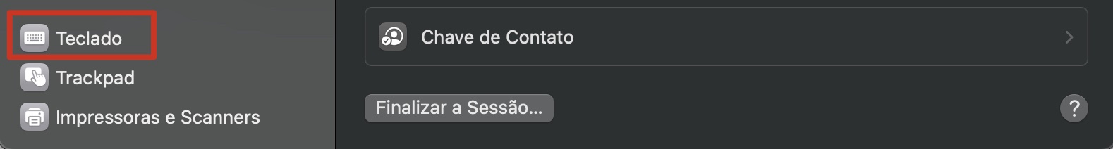 Nos Ajustes do Sistema do Mac, encontre e selecione o ícone Teclado para começar a corrigir a Touch Bar no MacBook Pro.