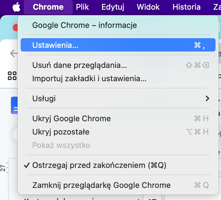 Chrome na Maca również ma rozszerzenia, które mogą zostać wykorzystane przez złośliwe oprogramowanie. Najpierw sprawdź stronę główną. Zacznij od otwarcia ustawień Chrome.