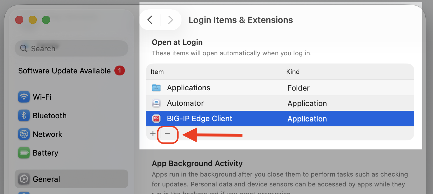 macOS Login Items list on an Apple computer where you remove unrecognized startup apps that may overload identityservicesd on your MacBook.