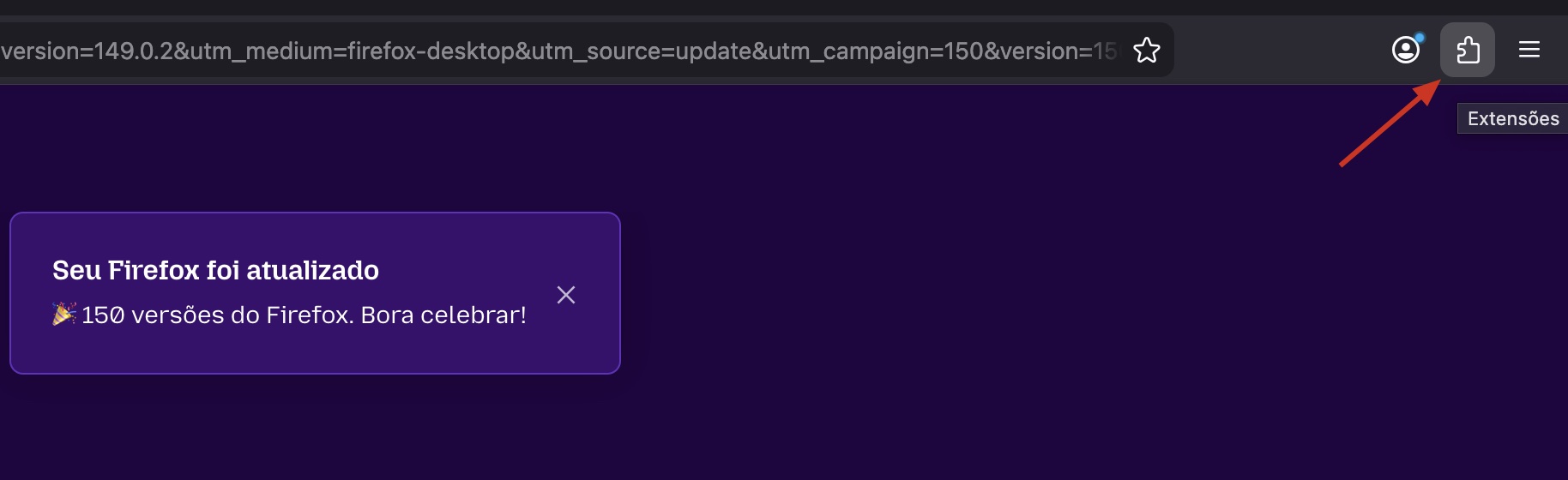 Firefox para Mac, com o botão de Extensões (peça de quebra-cabeça) destacado. Como remover extensões, como parte de um guia sobre como parar pop-ups falsos do McAfee no Mac.