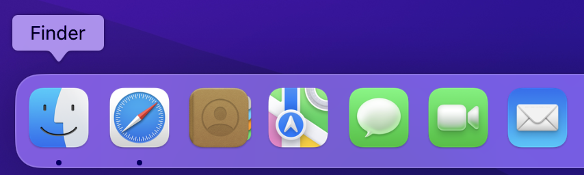 The quickest way to open Finder is to click on the app icon from your Dock. Just look for the blue and white face icon and press to open.