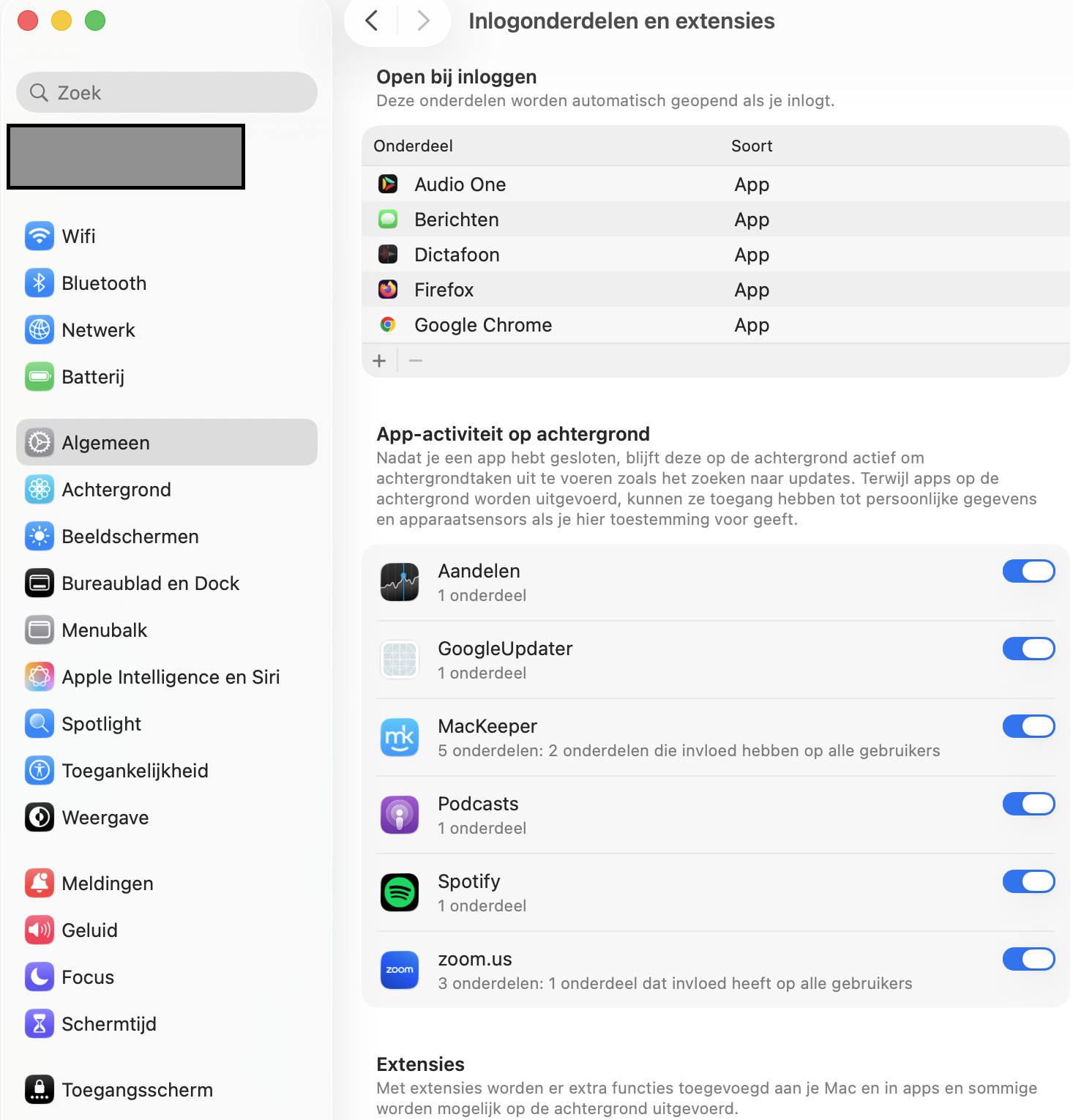 Bekijk de lijst met inlogonderdelen. Als je iets ziet dat je niet herkent, kan het mogelijk om Mac-malware gaan.