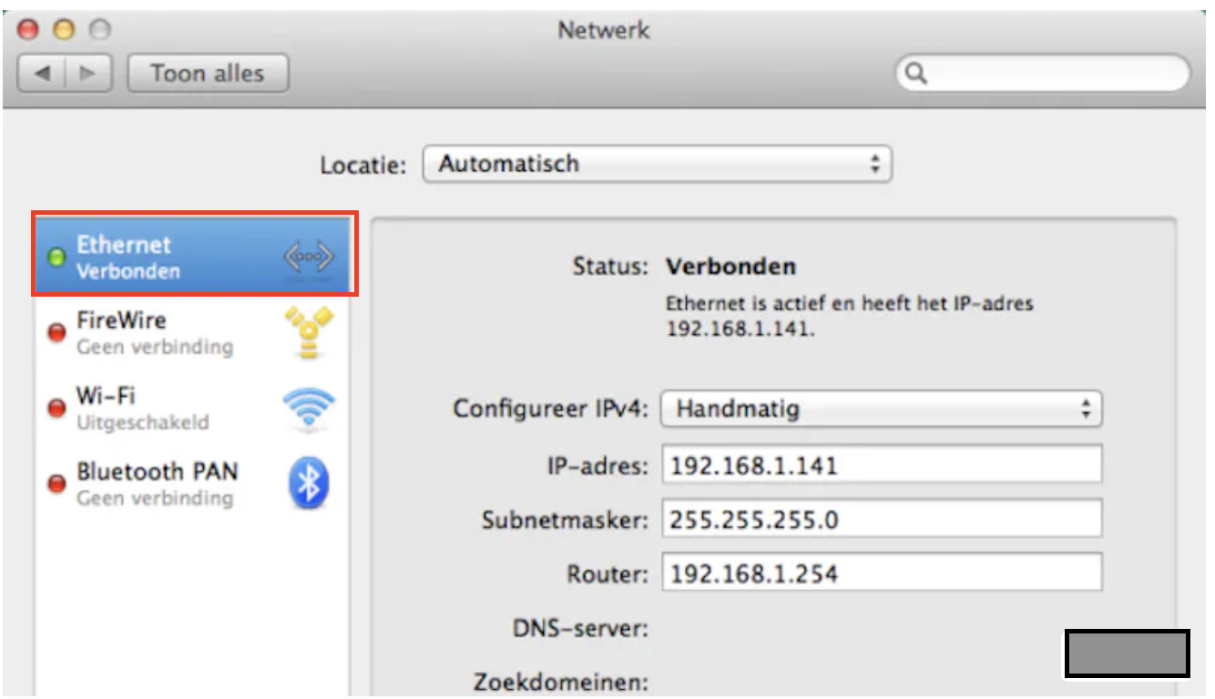 Net als bij het uitschakelen van Wi-Fi kun je in de systeeminstellingen de Ethernet-verbinding van je Mac deactiveren. Klik daarvoor gewoon op Ethernet